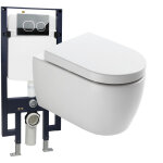 Pack wc suspendu nt2038 noir brillant, abattant soft - close avec b�ti - support g3008 et plaque de d�clenchem ...