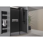 Bernstein ? paroi de douche en niche 170 cm ? verre gris 8 mm ? profil� noir mat ? porte coulissante ...