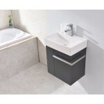 Petit meuble de salle de bain compact 500 - antharcite mat avec bonde pop - up - bernstein