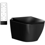 Toilettes japonaises noir c�ramique sans rebord, wc lavant japonais + t�l�commande, filtre odeurs, s�choir ...