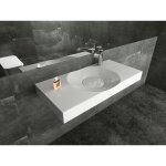 Bernstein ? vasque � poser en fonte min�rale blanc mat ? dimensions 62, 5x34, 5x17, 5cm ? bonde de vidage ...