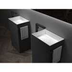 Vasque totem avec porte - serviettes int�gr� - twz312 en fonte min�rale - 50 x 35 x 85 cm - 2 couleurs ...