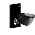Bernstein - wc suspendu noir design c�ramique toilettes sans rebord avec module sanitaire noir et abattant ...