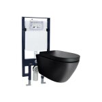 Wc suspendu noir toilettes bti - support pack conomique - b - 8030 - plaque de dclenchement modle ...