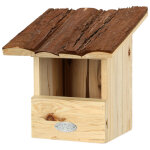 Nichoir pour oiseaux rouge - gorge avec toit corce - esschert design