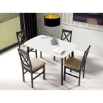 Bestmobilier - magov - table � manger extensible - blanc et noir - 4 personnes