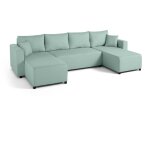 Bestmobilier - regala - canap� panoramique - 7 places - convertible avec coffre - en tissu