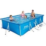 Salone - bestway 56424 steel pro piscine rectangulaire bleue 400x211x81 cm avec cadre et pompe de filtration ...