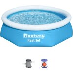 Bestway - piscine gonflable pour enfants fast set �244x61 cm �purateur � cartouche 1. 249 l / h bleu