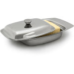 Beurrier acier inoxydable argent 6 x 19, 5 x 13 cm pour beurre 250 g ou fromage, argent - relaxdays