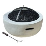 Beyond blue - brasero barbecue rond 2 en 1 - barbecue et chauffage - 60. 5cm - acier effet bton - gris ...