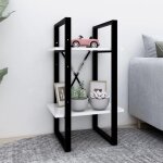 Biblioth�que � 2 niveaux blanc 40x30x70 cm agglom�r�