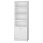 Beaux meubles pas chers - biblioth�que 2 portes blanche 5 niches l 61. 5 h 182. 5 p 30. 5 cm
