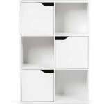 Bibliothque 6 compartiments avec 3 portes, armoire de rangement en bois avec 3 tagres style scandinave ...