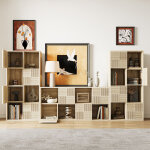 Biblioth�que 8 compartiments ? 4 ouverts et 4 avec porte ? dimensions 120x30x60cm ? panneaux de particules ...