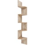 Biblioth�que d'angle en ch�ne, �tag�re d'angle meubl�e, �tag�re d'angle murale - 2020120 cm