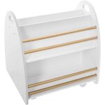 Bibliothque basse mobile en bois blanc et dor, dimensions 47, 5 x 40 x 50 cm, avec roulettes ? livraison ...