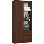 Akord - bibliothque de bureau r11 weng 80 cm 1 porte 2 tiroirs faade weng mat 7 tagres 80x35x180 ...