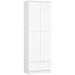 Biblioth�que de bureau akord r60 blanche 60 cm 2 portes 1 tiroir fa�ade blanche mat 4 �tag�res 60x35x180 ...