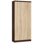 Akord - biblioth�que de bureau armoire r80 weng� 80 cm 2 portes fa�ade ch�ne sonoma 8 �tag�res 80x35x180 ...