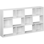 Bibliothque design asymtrique blanche. pieter. 3 tagres. 12 compartiments de rangement