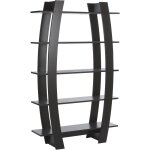 Beliani - biblioth�que design �tag�re 5 niveaux noire avec cadre incurv� id�ale pour chambre ou salon ...
