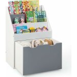 Costway - biblioth�que enfant avec 3 �tag�res et bo�te � jouets roulant, �tag�res � livres avec 4 roulettes, ...