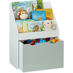 Relaxdays - biblioth�que pour enfants, hxlxp : 70x50, 5x28 cm, avec coffre � jouets, 3 compartiments, ...