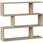Pegane ? biblioth�que basse en bois m�lamin� ch�ne 3 niveaux ? longueur 110 cm x profondeur 24 cm x hauteur ...