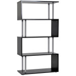 Homcom ? biblioth�que noire en bois 80x30x145cm ? 5 �tag�res ? design �pur� pour salon ou chambre ? panneaux ...