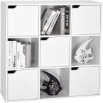 Mondeer ? biblioth�que enfant 90x30x90 cm ? 9 compartiments ? panneaux �cologiques en particules ? design ...