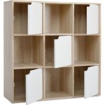 Mondeer ? biblioth�que enfant 90 x 30 x 90 cm ? 9 compartiments avec 4 ouverts et 5 avec porte ? panneaux ...