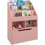Homcom - biblioth�que �tag�re multi - rangement 3 �tag�res 2 niches grand tiroir mdf rose