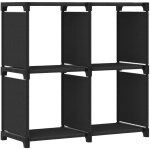 Biblioth�que, etag�re de rangement, meuble de rangement, etag�re d'affichage 4 cubes noir 69x30x72, 5 ...