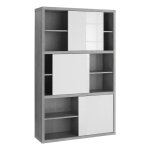 Meubletmoi - bibliothque h. 195 cm dcor bton textur et blanc laqu - granit
