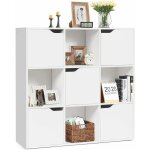 Goplus - bibliotheque meuble de rangement 9 compartiments, etagere de rangement avec 5 portes, montage ...