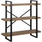Biblioth�que ouverte � 3 niveaux en bois fonc� cadre m�tallique noir timber
