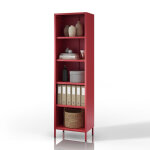 Biblioth�que de salon mario, 500 x 1800 x 350 mm, modern: rouge