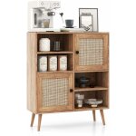 Biblioth�que scandinave avec 2 portes en rotin, 80 x 29, 5 x 97 cm, armoire de rangement avec dispositifs ...
