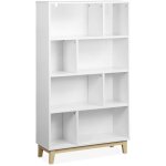 Sweeek - bibliothque scandinave blanche. tagre asymtrique - floki - pieds en bois de sapin. 4 tagres. ...