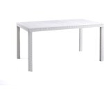 Bica houston table blanche en polypropyle'ne effet rotin 150 x 90 x h74 cm, mobilier d'exte'rieur pour ...