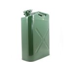 Bidon de 20 litres acier arm�. jerrican m�tal vert olive pour hydrocarbures. type us