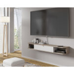 Bim furniture - bim forniture icarus meuble tv de salon 156x29x20 cm chne clair blanc mat