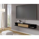 Bim furniture - bim forniture icarus meuble tv de salon 156x29x20 cm noir mat et chne