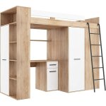 Bim furniture - armoire lit bureau d'enfants verana p h190x120x236cm en ch�ne blanc