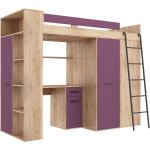 Bim furniture - armoire lit bureau d'enfants verana p h190x120x236cm en chne lavande