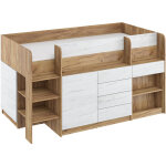 Bim furniture - bed cass. writ. smile chambre l 204x 112x112cm c�t� gauche ch�ne blanc