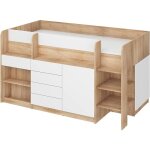 Bim furniture - lit mezzanine avec bureau smile p 204x112x112h ct droit chne blanc