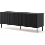 Bim furniture - meuble tv ravenna b 150 cm 3d frais� noir mat + pieds