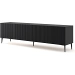 Bim furniture - meuble tv ravenna b 200 cm 4d frais� noir mat + pieds